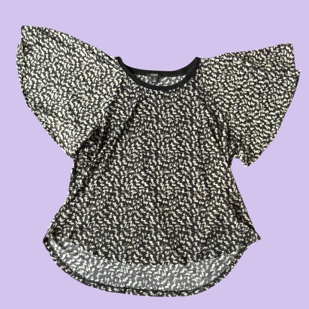 Halogen patterned flutter sleeve blouse XL